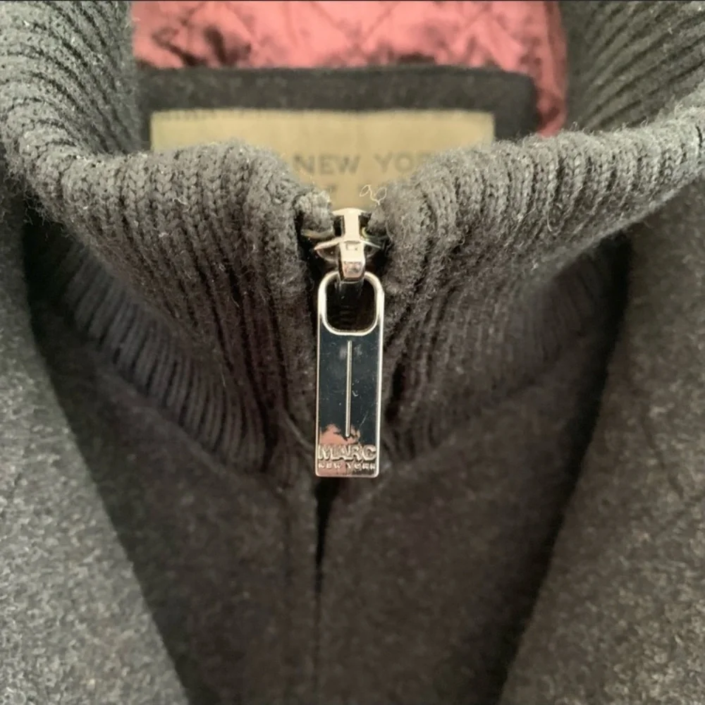 Andrew Marc Charcoal Wool Blend Bib Overcoat - Picture 5 of 10
